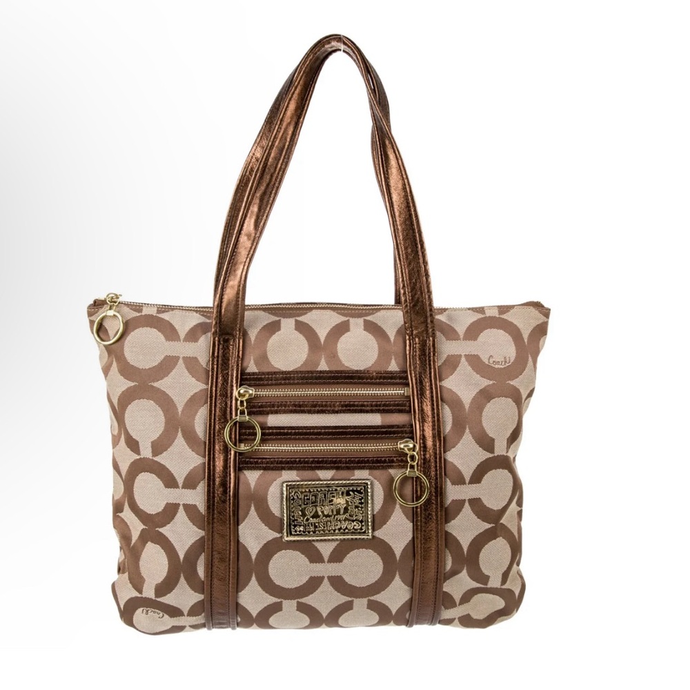 Coach Y2K 2009 Gold Poppy Op Art Glam Tote